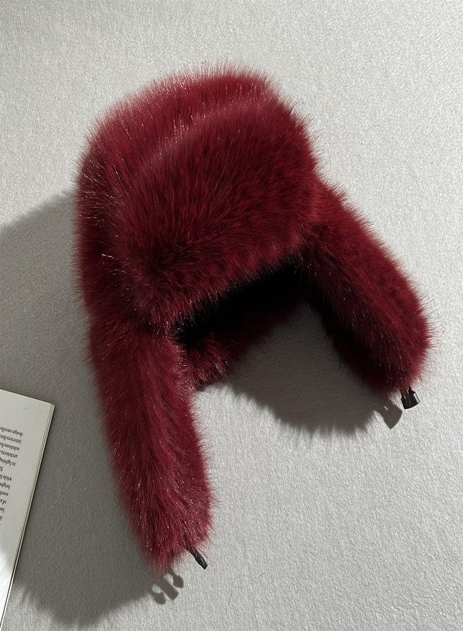 Dikoaina Fluffy Faux Fur Russian Trapper Hat with Foldable Ears - Winter Warm Fuzzy Cossack Hat for Women Men (Brown-New) - Image 4